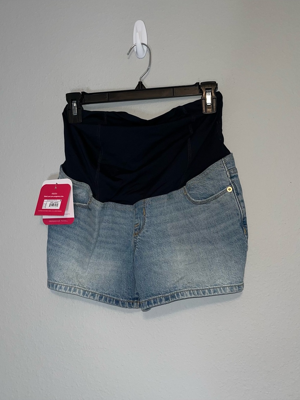 Isabel Maternity Crossover Panel Midi Jeans Shorts Size 00 Inseam 4”